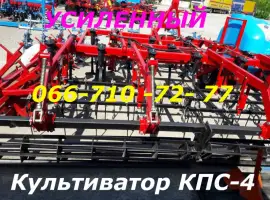 Прицепной КПС-4 усиленный(красный)5-ти рядный с катками и пружинными боронами на фото
