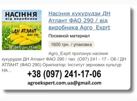 Купити Насіння Кукурудзи ДН Атлант Посівмат на 2026 від виробника