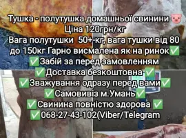 Зображення для оголошення Тушка полутушка м'ясо домашньої свинини.