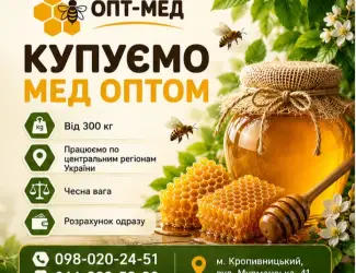 Купуємо мед від 300 кг. ОПТ-МЕД
