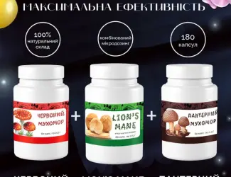 Зображення для оголошення Красный мухомор 60х0.5г и Ежовик гребенчатый 60х0.5г и Пантерный мухомор 60х0.3г