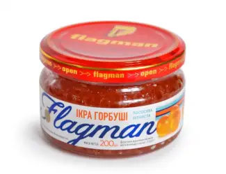 Икра красная лососевая горбуша стекло ТМ «Флагман»