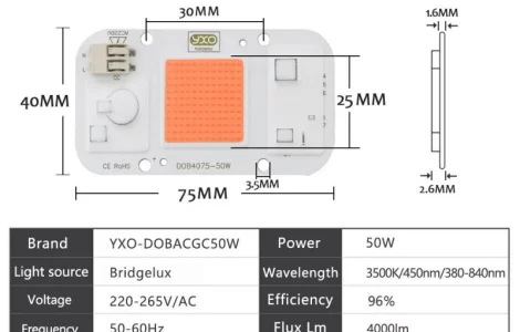 Фитоматрица, светодиод, світлодіод YXO 50w 220v с термопастой, термоконтролем для растений