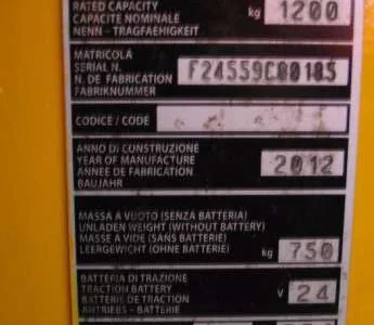 Электрический штабелер Komatsu 1, 2т 3, 68м 2012г