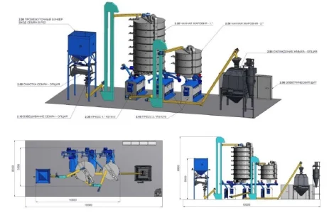 Маслоцех отжима масла подсолнечного МОМ 50 (от 1000 до 5000 кг/час)