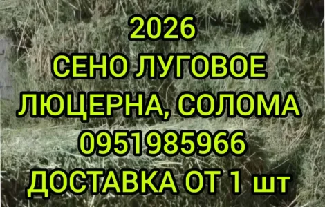 Великі обсяги в наявності. Сіно з безкоштовною доставкою по Україні. Лугове, люцерна, солома
