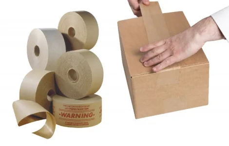 Бумажный крафт скотч активируемый водой, клейкая лента