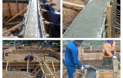 Бетонные работы, бетонирование ленточного фундамента