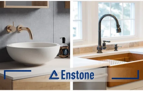 Акриловая столешница под умывальник на заказ. Столешница с раковиной в ванную комнату