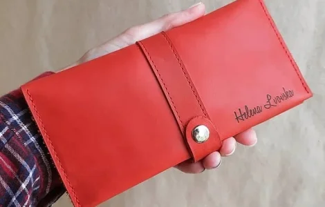 Именное кожаное портмоне "CRAZY" ручная работа, натуральная кожа