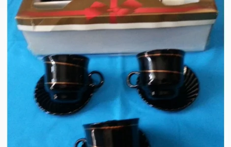 Кофейный набор из черного стекла на 6 персон