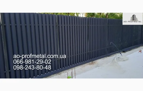 Штакетник двухсторонний 7024 мат, Евроштакетник двухсторонний РАЛ 7024 мат