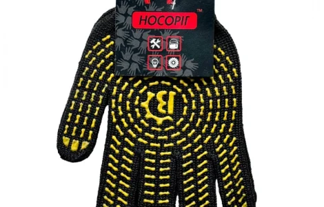 Рукавиці Перчатки робочі Носоріг (чорні) Трикотаж з ПВХ крапкою