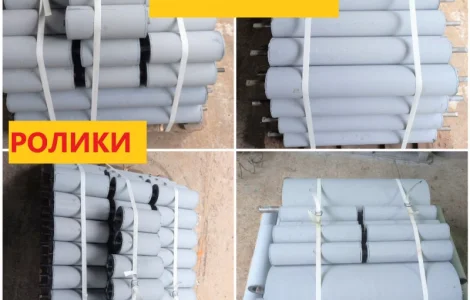 Ролики, роликоопоры для ленточных транспортеров d57, d76, d89, d102, d127, d152