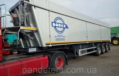 Тент на зерновоз под заказ, полог ПВХ накидка под трубу с кольцами