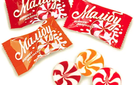 Шоколадные конфеты, вафельные конфеты, леденцы Малибу, Рачки, нуга и ирисы