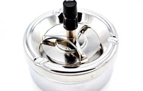 Пепельница, что крутится, самоочищающаяся, средняя, серебро 6-1110