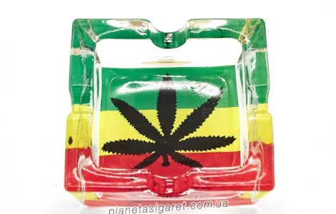 Стеклянная пепельница Лист конопли 6-1562