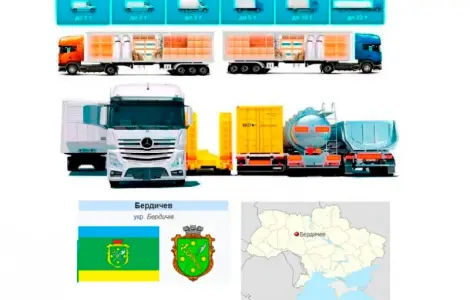 Грузоперевозки от 1 т до 22 т из Бердичева в Бердичев