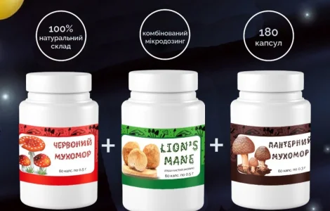 Комплект Червоного мухомора, Єжовика гребінчастого та Пантерного мухомора