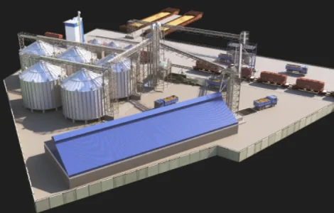 Комплексний зерновий термінал для обробки та зберігання зерна