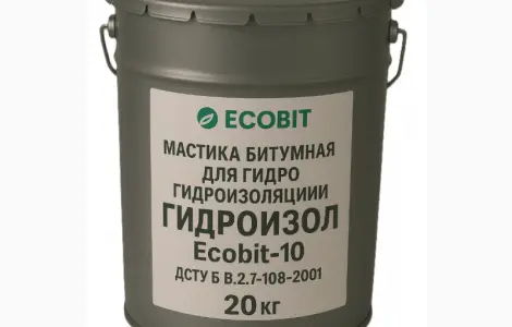 Мастика бітумна для гідроізоляції підлоги ГІДРОІЗОЛ Ecobit-10 ДСТУ Б В.2.7-108-2001 20 кг