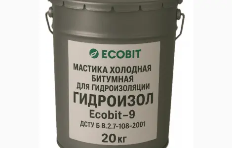 Мастика холодна бітумна для гідроізоляції ГІДРОІЗОЛ Ecobit-9 ДСТУ Б В.2.7-108-2001 20 кг
