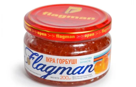 Икра красная лососевая горбуша стекло ТМ «Флагман»
