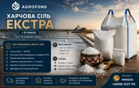 Харчова сіль «ЕКСТРА» - 1-й помол | Опт та роздріб