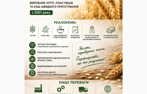 Крупы / пластівцы / каши в ассортименте от производителя. фасованная и весовая. экспорт