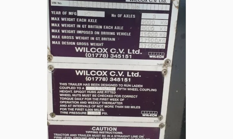 2012 Полуприцеп самосвал Wilcox (Англія) 60м3 Свіжий! Входять європалети! 2 підйомні осі - фото № 8