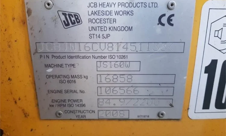 Колісний екскаватор JCB JS 160 W (2008) - фото № 8