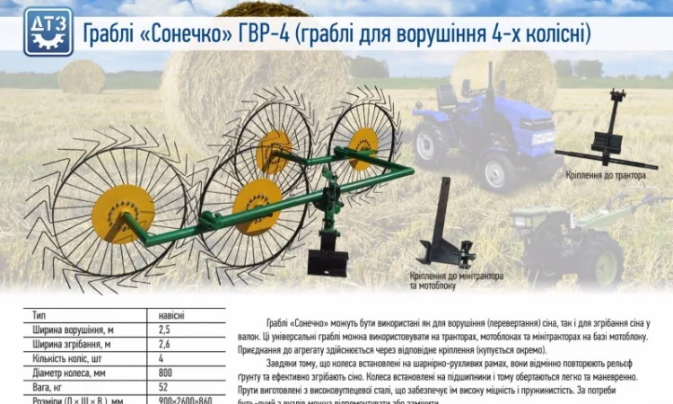 Грабли Солнышко. Ворошилки 4-х колесные. 2, 6 м - фото № 5