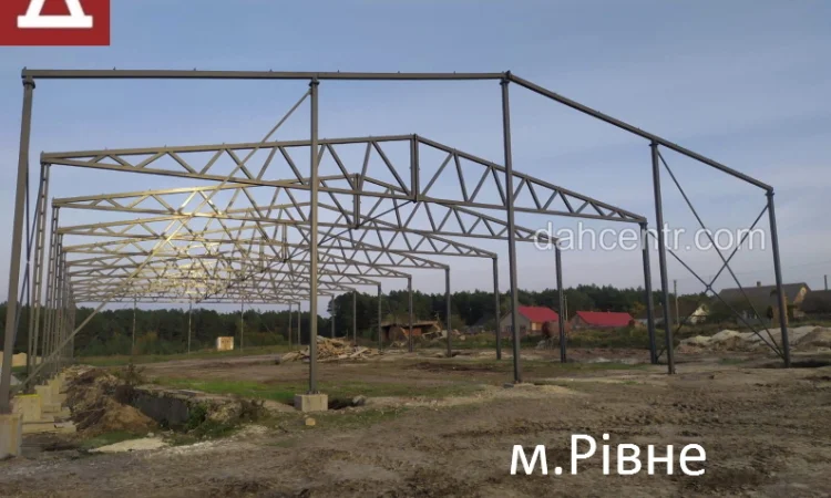 Двосхилий Ангар 15х42х4 (каркас, ферми) под склад, цех, виробництво, зерно - фото № 1