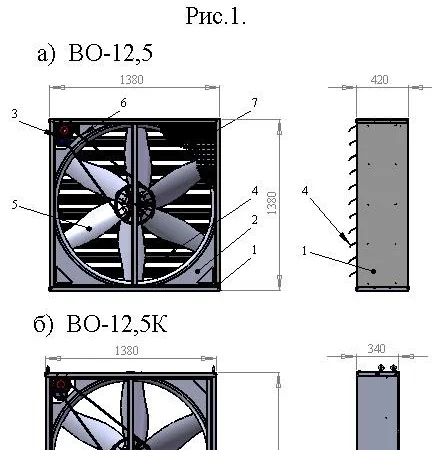 Вентиляторы для животноводства : птичников,  свиноферм ВО-12, 5 - фото № 1