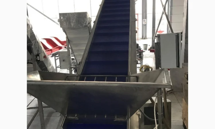 Ленточный транспортер подающий в камеру шоковой заморозки - фото № 1