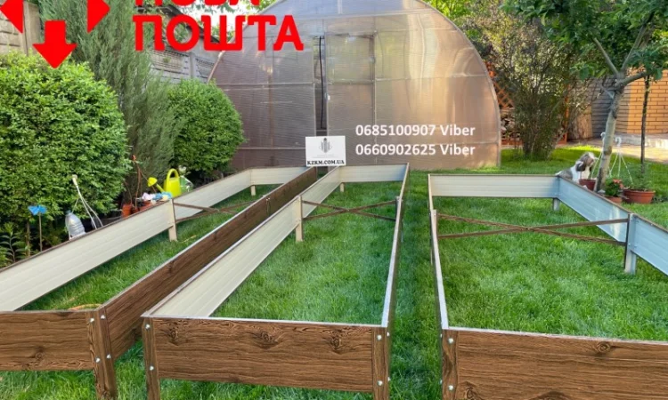 Сборная грядка под дерево с распорками, сборная " Люкс" высокая, металлическая грядка - фото № 1