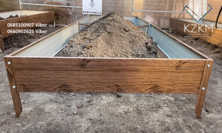 Сборная грядка под дерево с распорками, сборная " Люкс" высокая, металлическая грядка - фото № 4