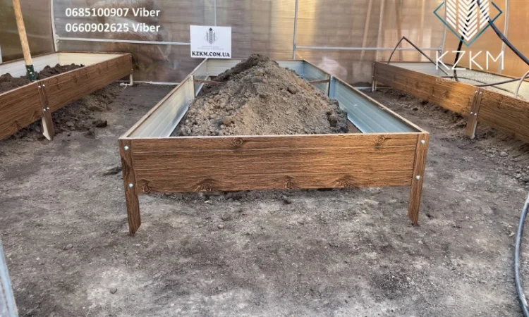 Сборная грядка под дерево с распорками, сборная " Люкс" высокая, металлическая грядка - фото № 5