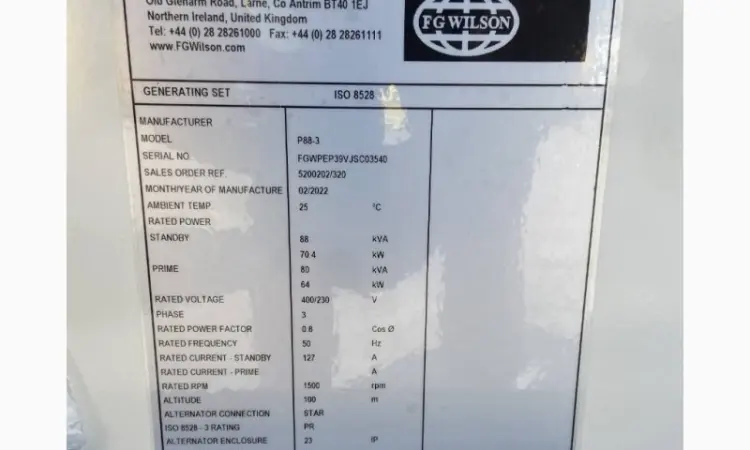 Дизельный генератор FG Wilson P88-3 - Perkins - 88 kVA 2022 г - фото № 7