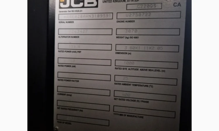 JCB G220QS - 220 kVA 2022 рік - фото № 5