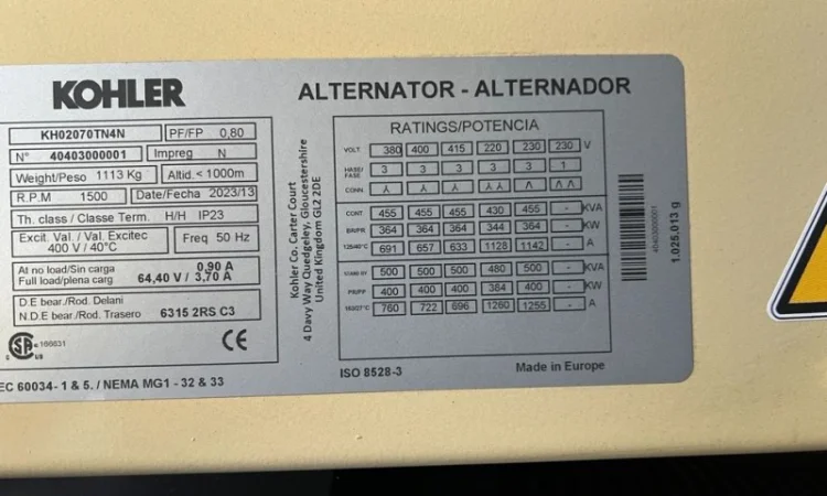 KOHLER V500C2 - 500 kVA 2023 р - фото № 4