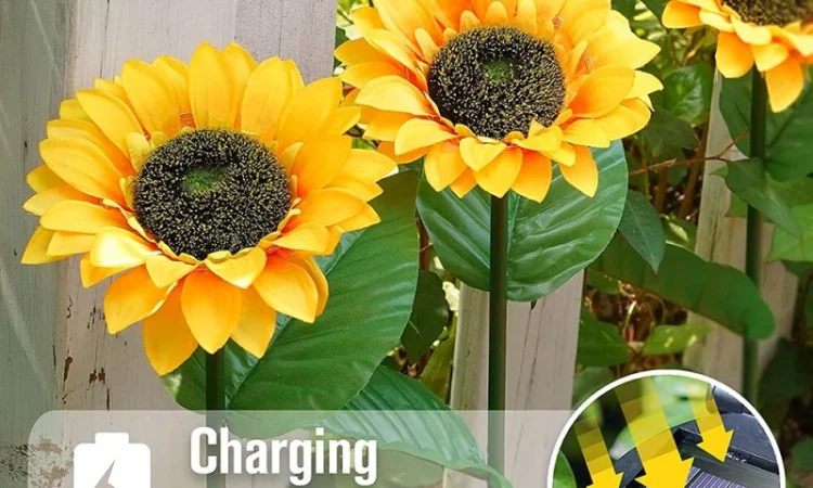 Подсолнух на солнечной батарее садовый фонарь - фото № 2