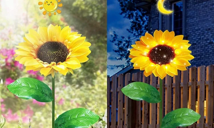 Подсолнух на солнечной батарее садовый фонарь - фото № 3