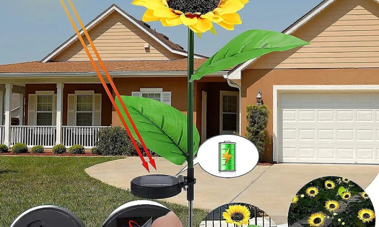 Подсолнух на солнечной батарее садовый фонарь - фото № 7