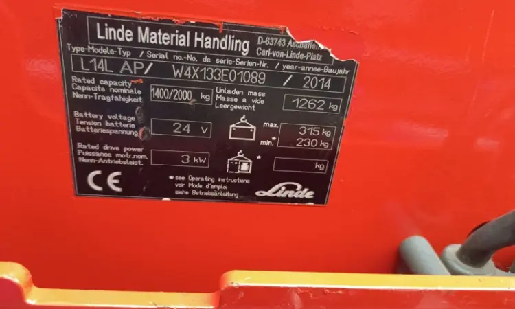 Штабелер рокла навантажувач электрический 818*Linde L14L AP 1, 4т 4, 32m - фото № 14