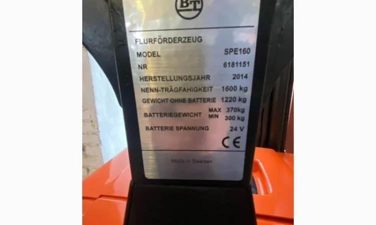 Навантажувач Електро Штабелер 1138 Toyota BT SPE 160 1, 6t 3.76cm - фото № 8