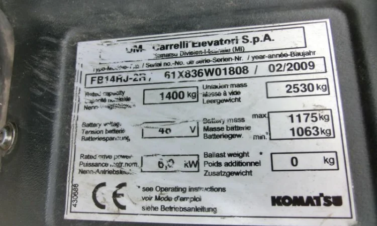 Штабелер-ричтрак Komatsu FB14RJ-2R, 2009 года, 5180 мм высота подъема, 4865 м/ч наработка - фото № 6