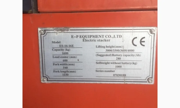 Поводковый штабелер ES-16-16E, 2007 г., 1.6т., 4м высота подъема - фото № 3