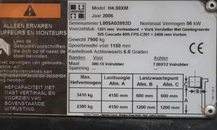 Погрузчик вилочный Hyster H4.50XM, газ, кабина, 4.5т., 2006 г., 1706 м/ч, 4150 мм подъем - фото № 3